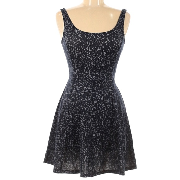 Dresses & Skirts - Navy Speckled Dot A-Line Dress 6 Skater Sleeveless Blue H&M Scoop Neck Skater